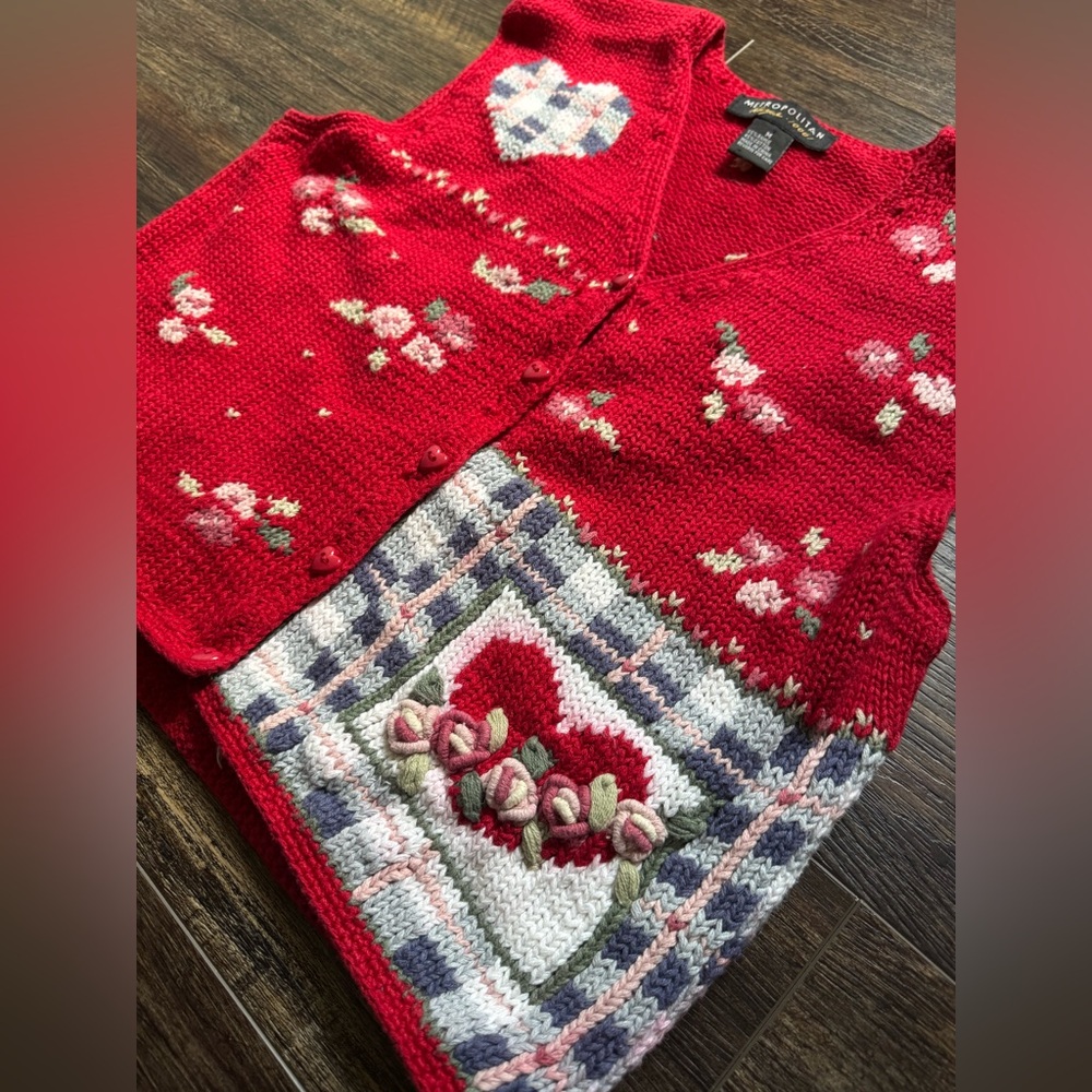 Vintage Metropolitan Red Sweater M - Picture 4 of 7